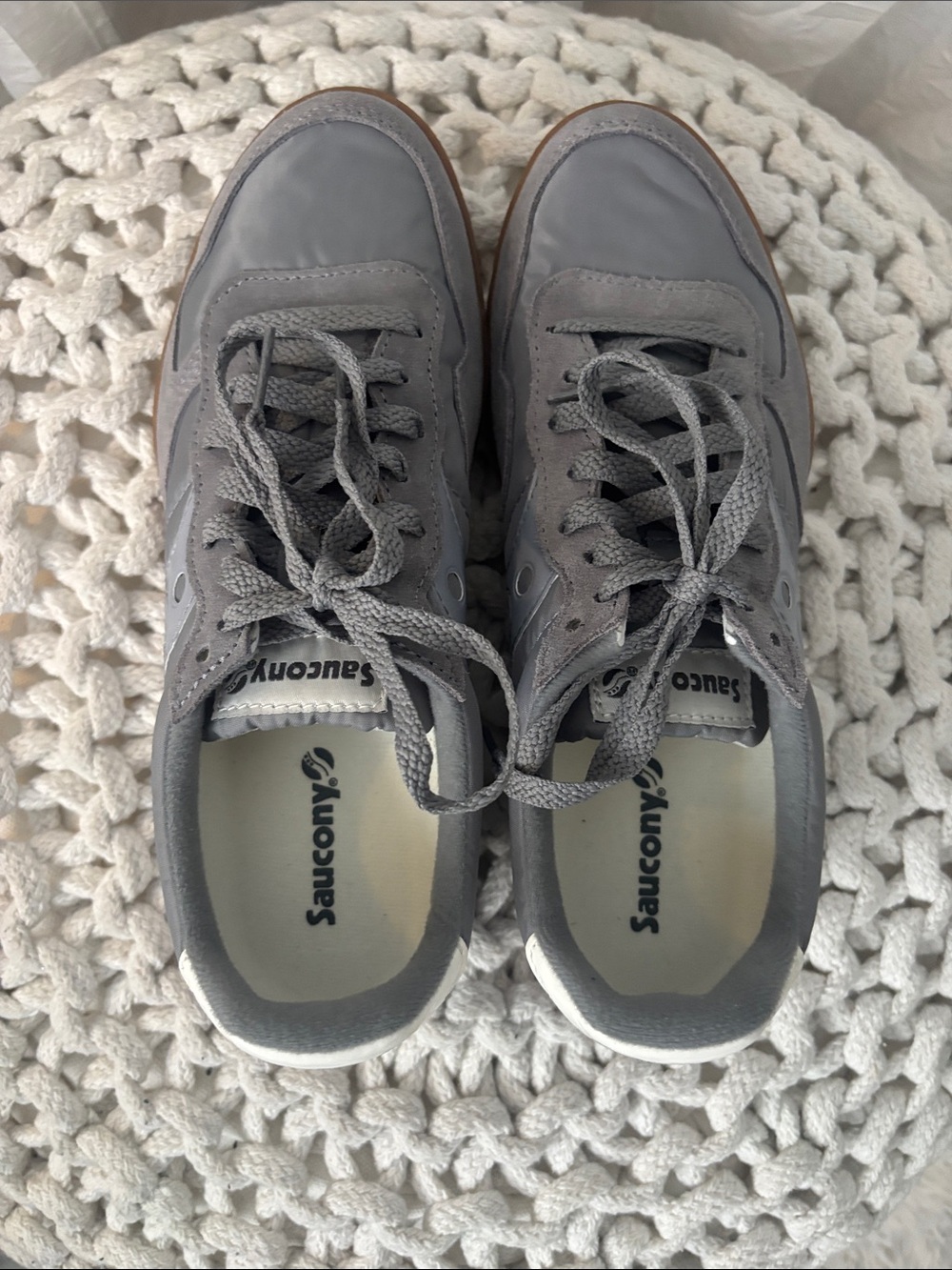 Saucony Gray Suede & Mesh Sneakers with Gum Outsole - Picture 6 of 9